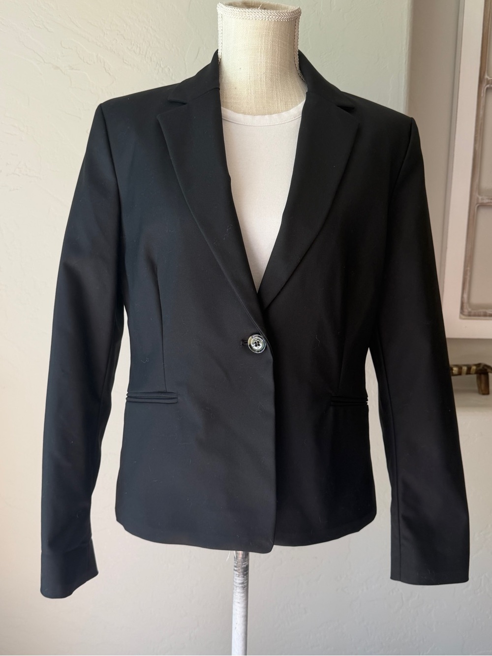 Mango Women's The Slim Blazer Black Single-Button Tailored Blazer 12 NWT